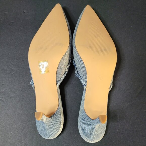 Vivianly Denim Heeled Pointed Toe Mules SZ 10 - Picture 7 of 8